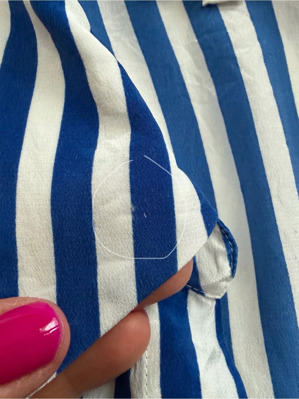 24H SALE - L'AGENCE Silk Blue and White Vertical Stripe Button-Down Shirt Small - Picture 7 of 10
